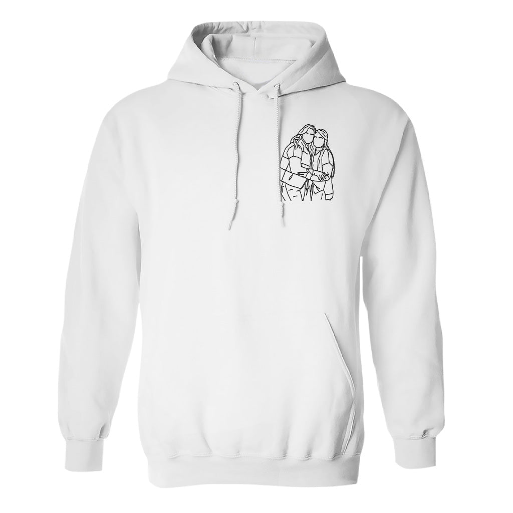 Custom Line Art - Personalized Bestie Embroidered Hoodie