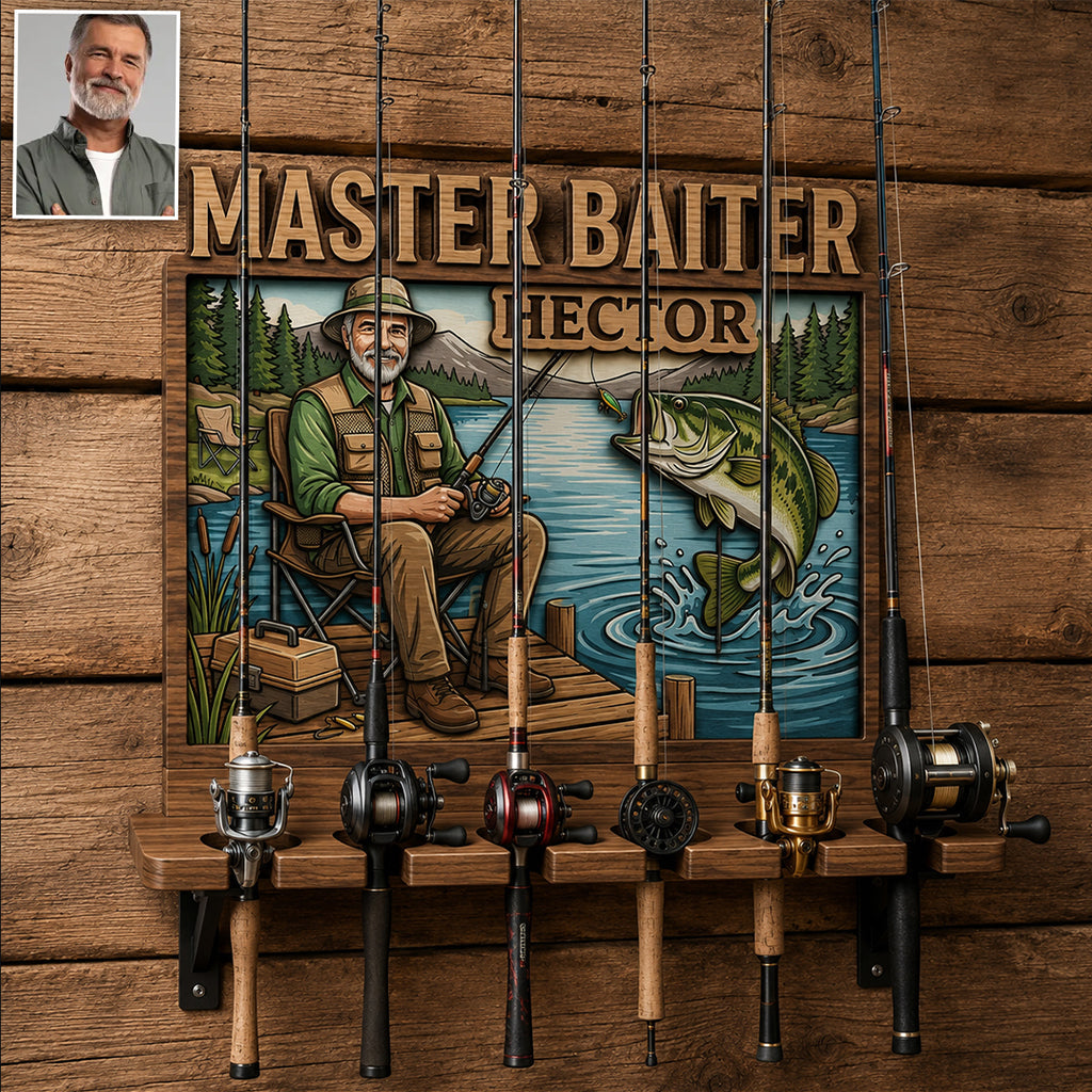 Fishing Rod Holder Personalized Wall Mount - Personalized Fishing Rod Holder