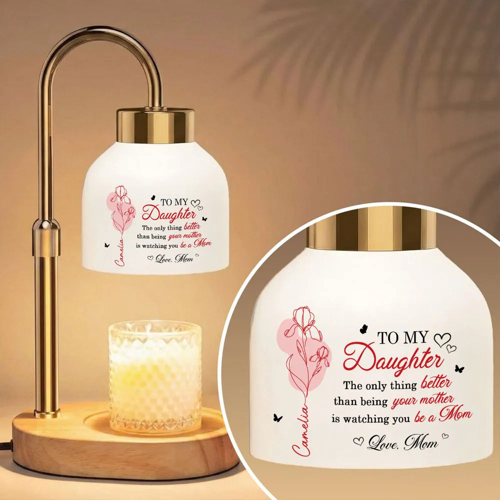 Candle Warmer Lamp Personalized for Daughter, Heartwarming New Mom Message, Sweet Bedroom Nightstand Gift