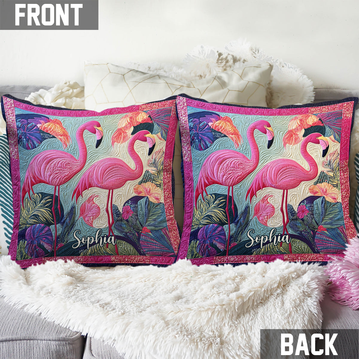 Beautiful Flamingo - Personalized Flamingo Throw Pillow
