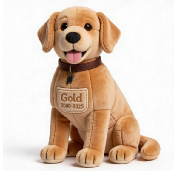 Custom Pet Memorial Golden Retriever Faux Fur Shaped Pillow - Personalized Dog Loss Remembrance Stuffed Animal, Sympathy Keepsake Gift for Pet Bereavement