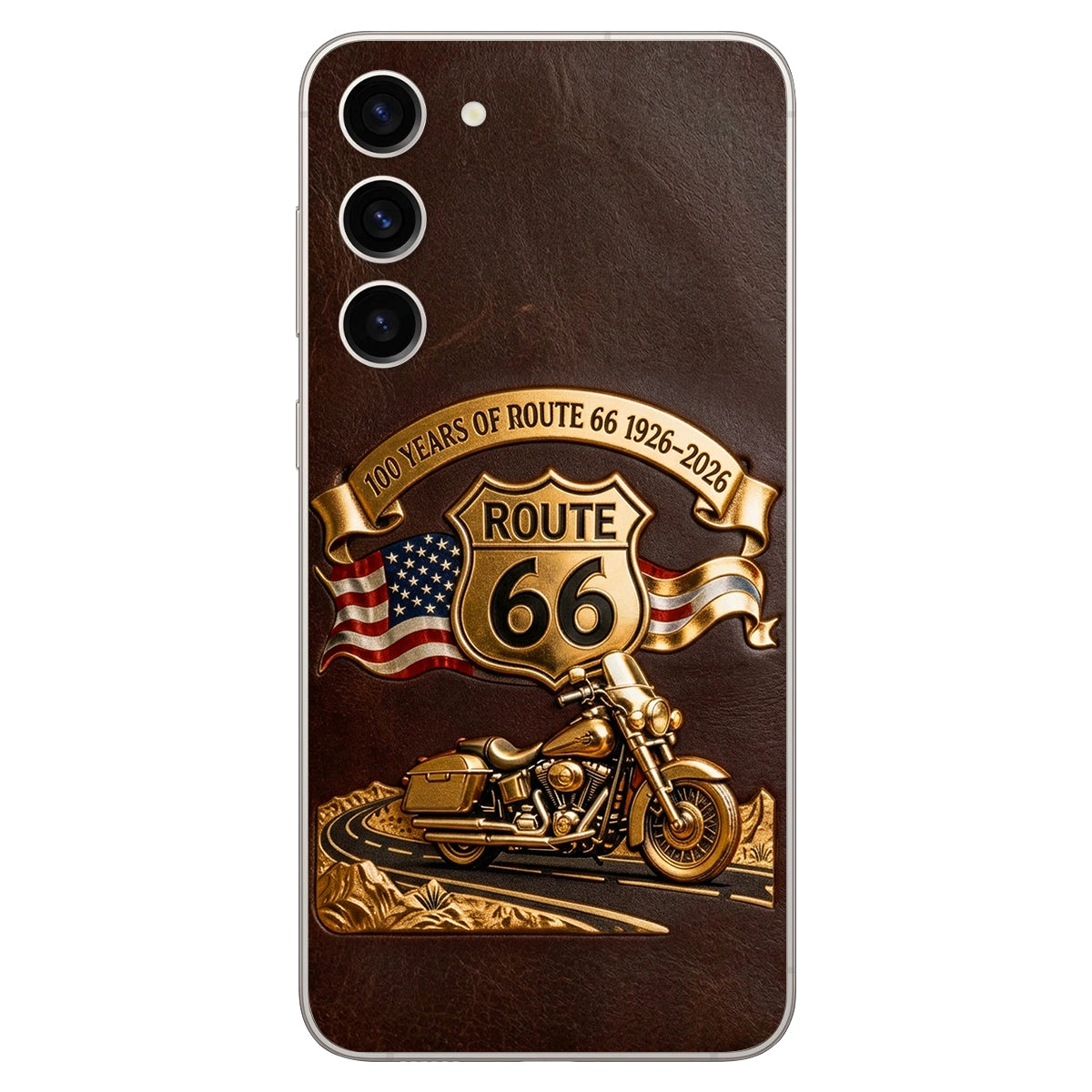 100 Years Of Route Personalized Gifts For Bikers - Personalized Biker 3D Embossed Leather Phone Case