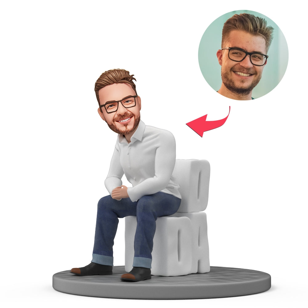 Dad Sitting - Personalized Father Bobblehead