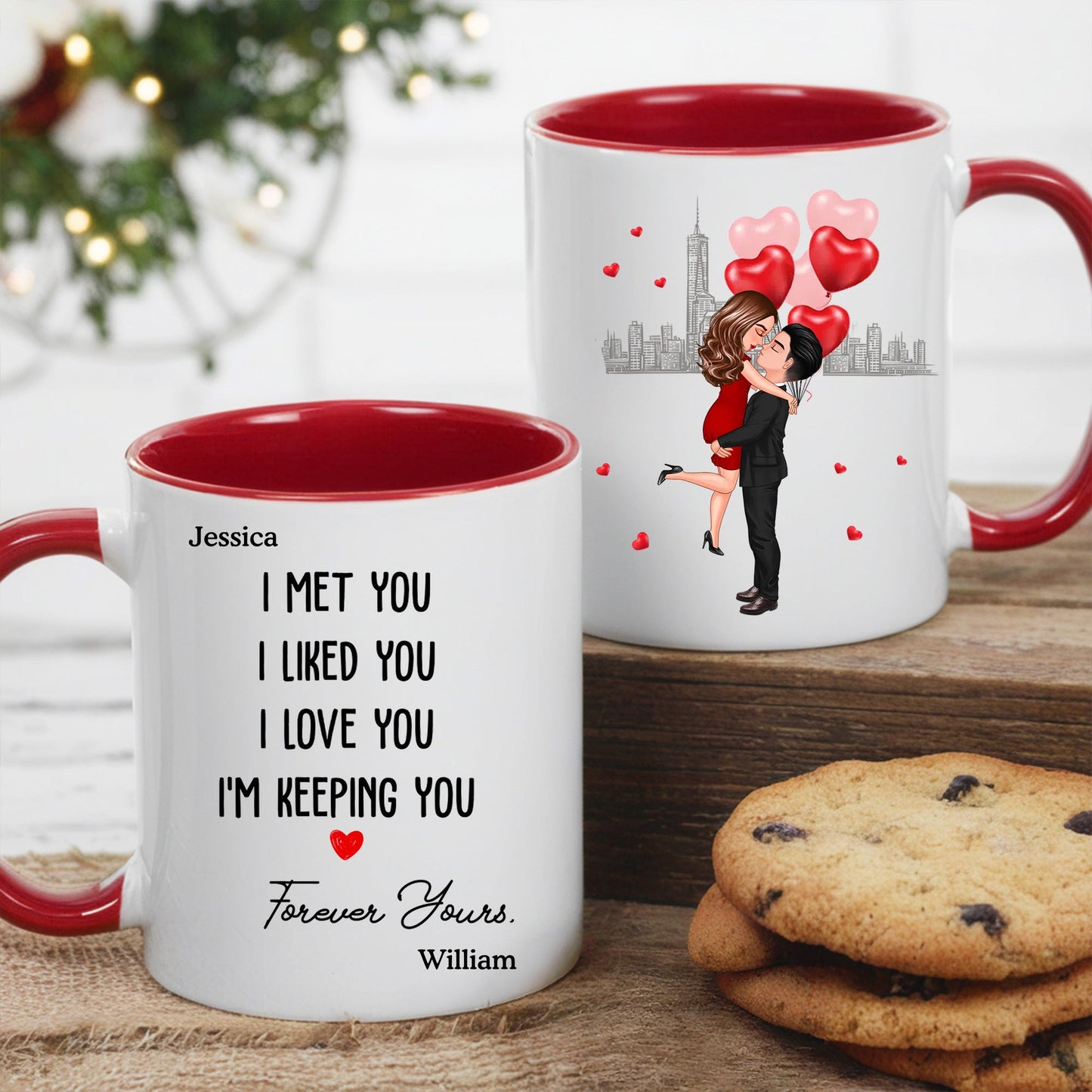 Forever Yours Couple Anniversary Gift Valentine's Day Personalized Mug- A Warm Expression of Deep Love with Temperature Symbolized Cups