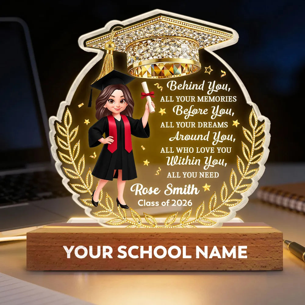 Personalized Block LED Light Plaque Graduation Night Light, Cap & Diploma Design, Cozy Bedside Gift For Graduates