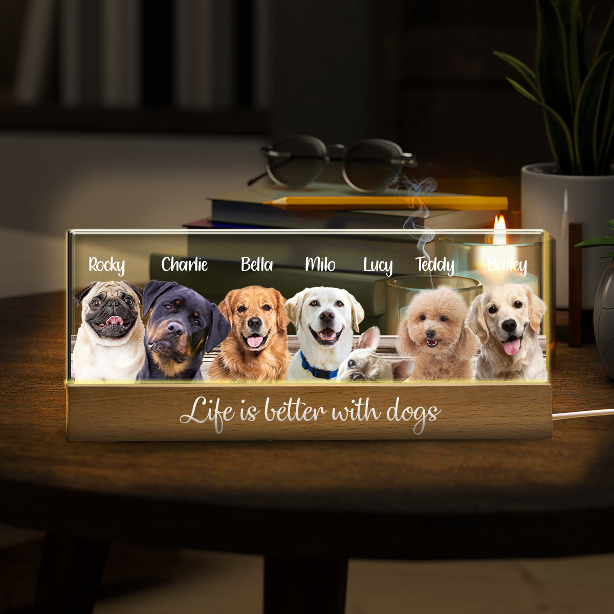 Life Is Better With Dogs Cats - Personalized Dog Custom LED Night Light