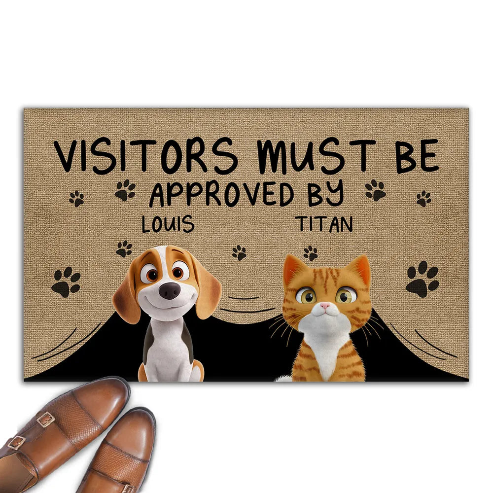 Personalized "Visitors Must Be Approved by the Dogs" Doormat – Custom Pet Door Mat for Dog Lovers