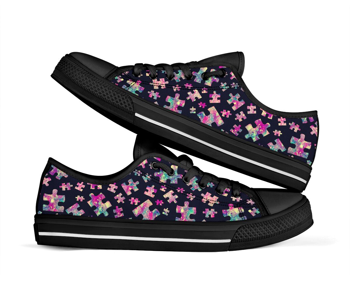 Colorful Puzzles Autism Awareness Low Top Shoes 0622
