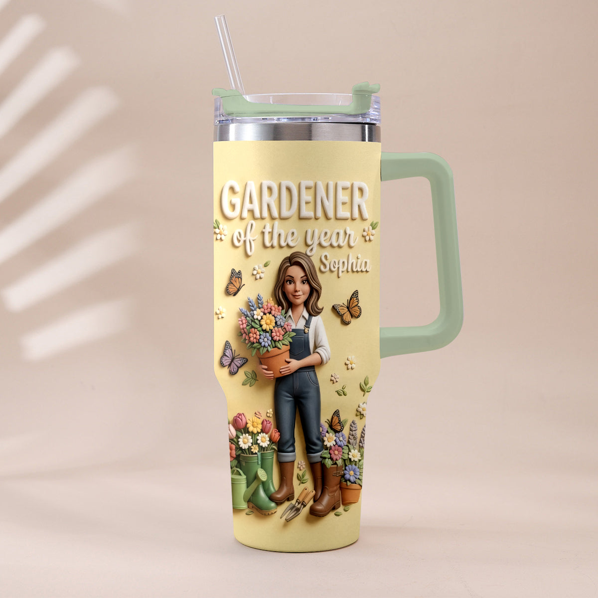 Gardener Of The Year - Personalized Gardening Tumbler With Plush Charm