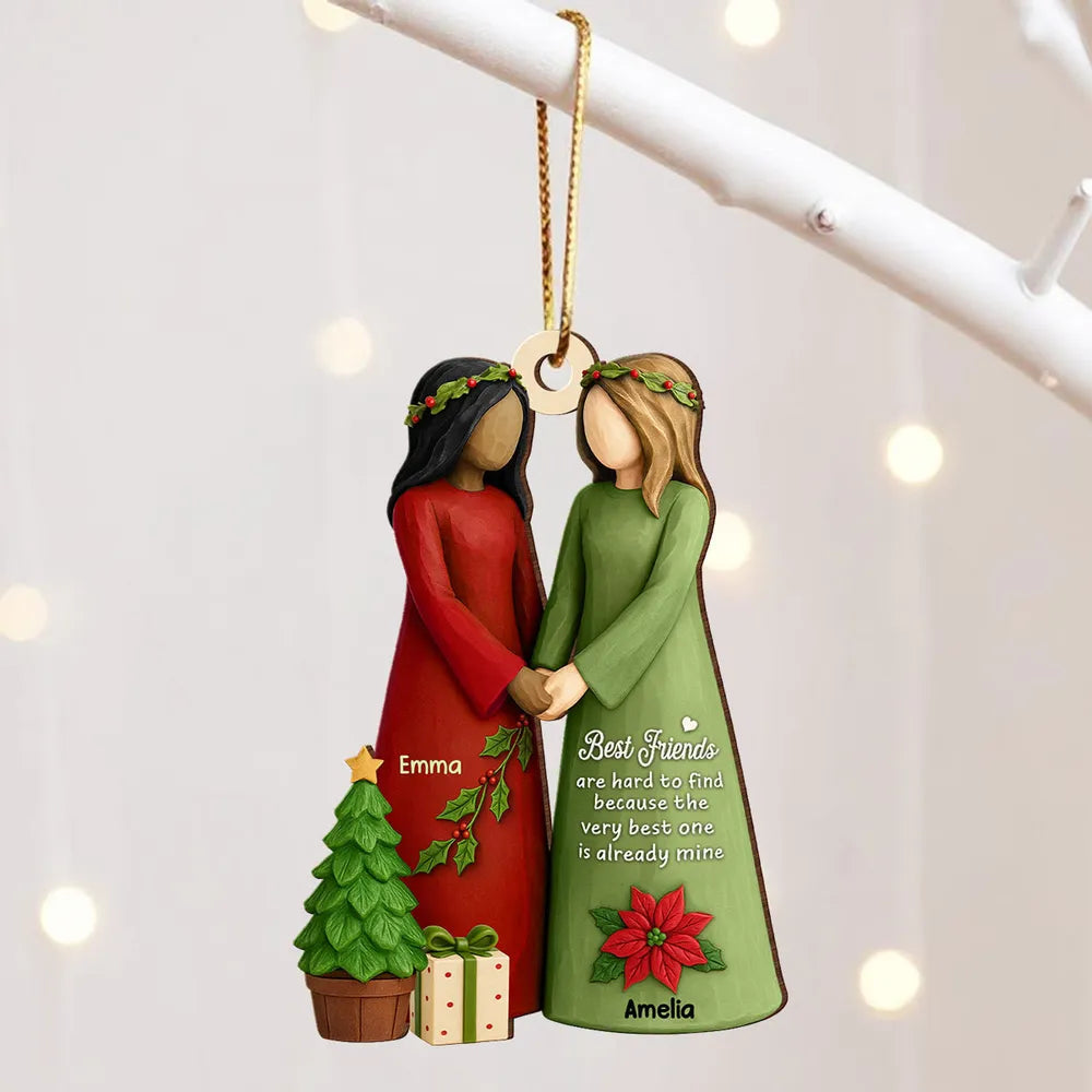 Christmas Wooden Ornament Featuring Friendship Theme · Heartwarming Décor Piece · A Thoughtful Gift for Friends