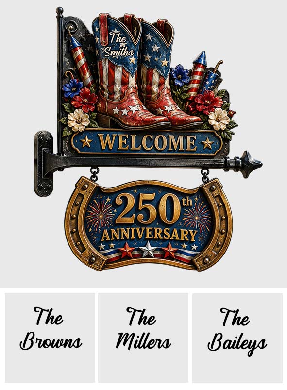 250th Anniversary Celabration - Personalized Western Outfit Wooden Wall Mount Sign