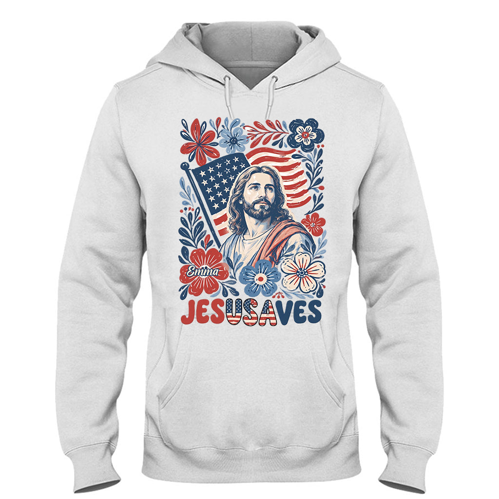 Jesusaves Floral 4th Of July - Personalized Christian T-shirt And Hoodie
