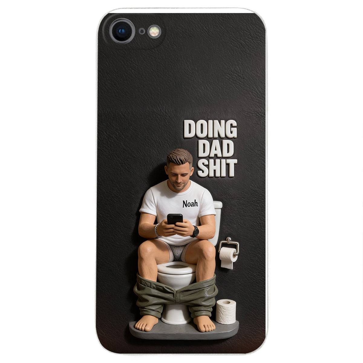 Doing Dad Shit - Personalized Father 3D Embossed Leather Phone Case