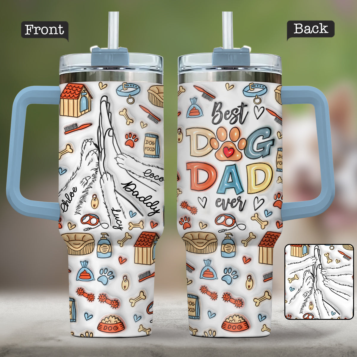 Best Dog Dad Ever - Personalized Father Tumbler With Handle