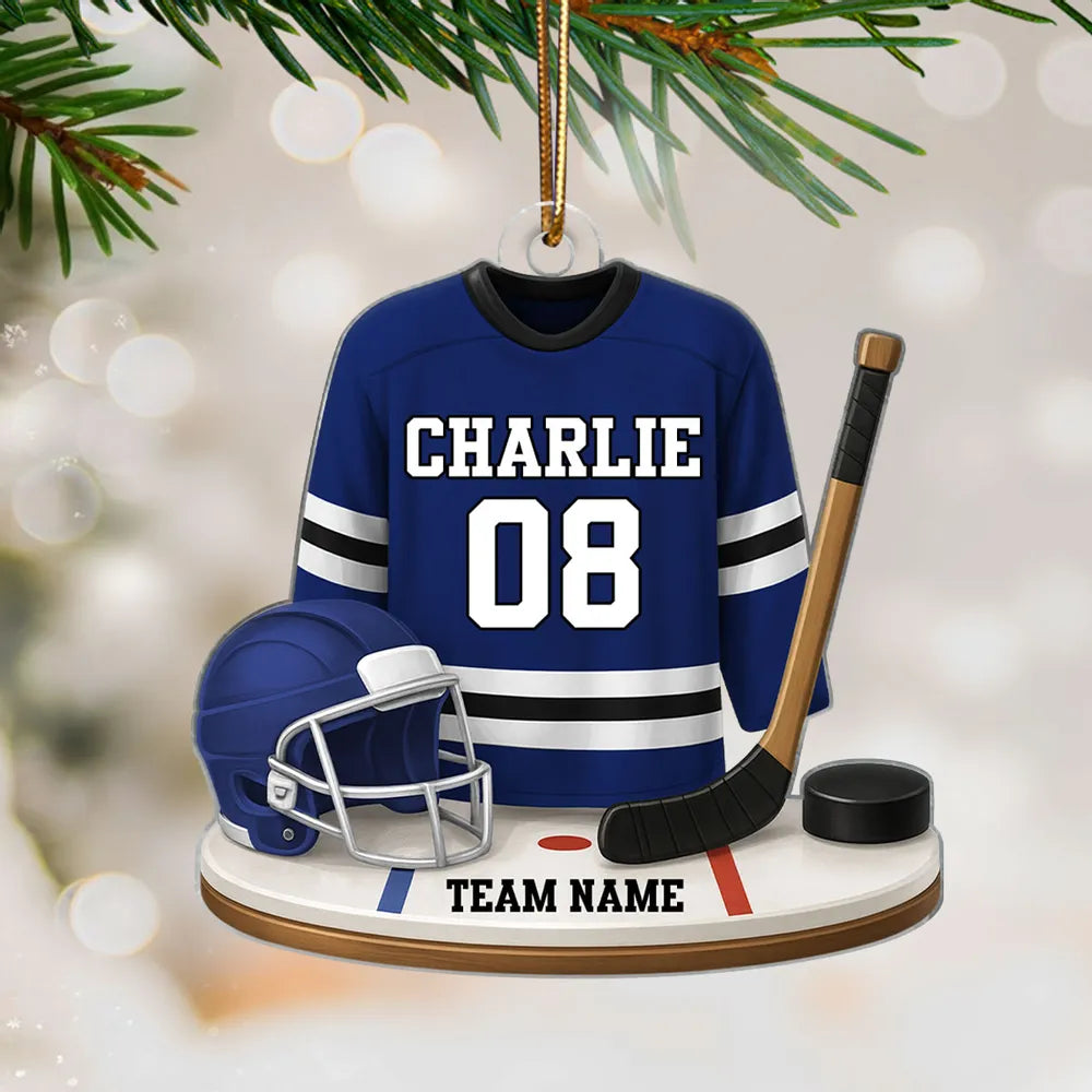 Acrylic Ornament Hockey Jersey, Customizable, Holiday Tree Ready, Team Spirit Keepsake, Unique Gift for Players & Fans