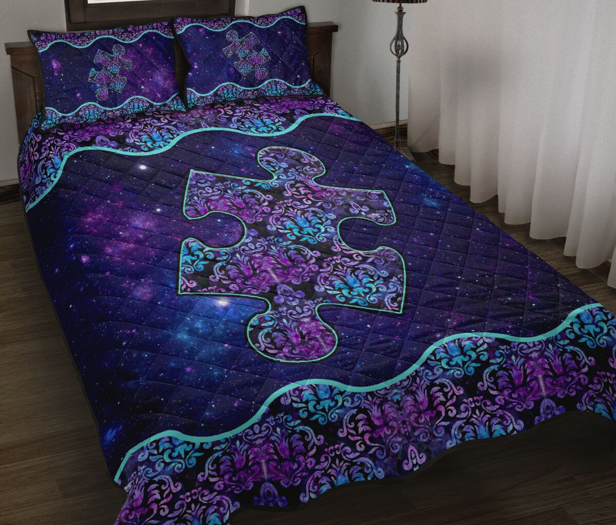 Blue And Purple Mandala Autism Awareness Quilt Set 0622