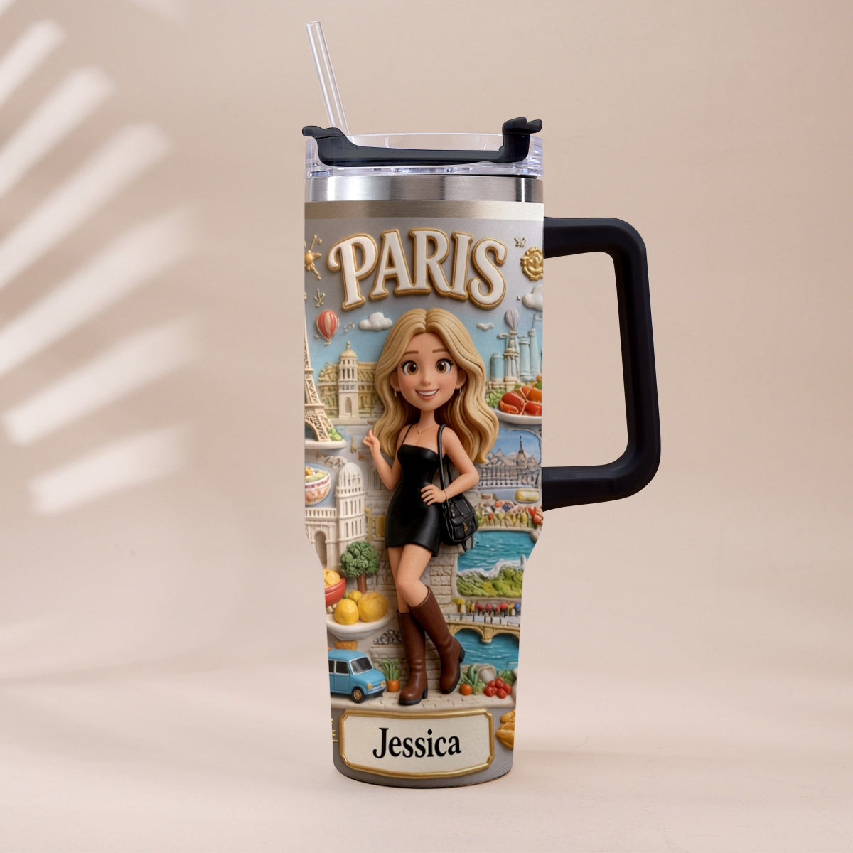 Just A Girl Who Loves Travelling - Personalized Travelling Tumbler With Handle