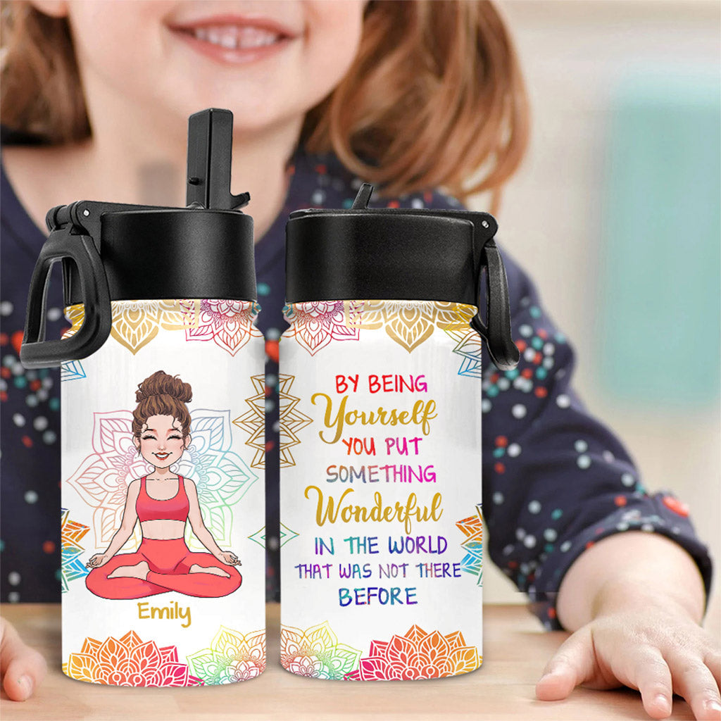 By Being Yourself - Personalized Yoga Kids Water Bottle
