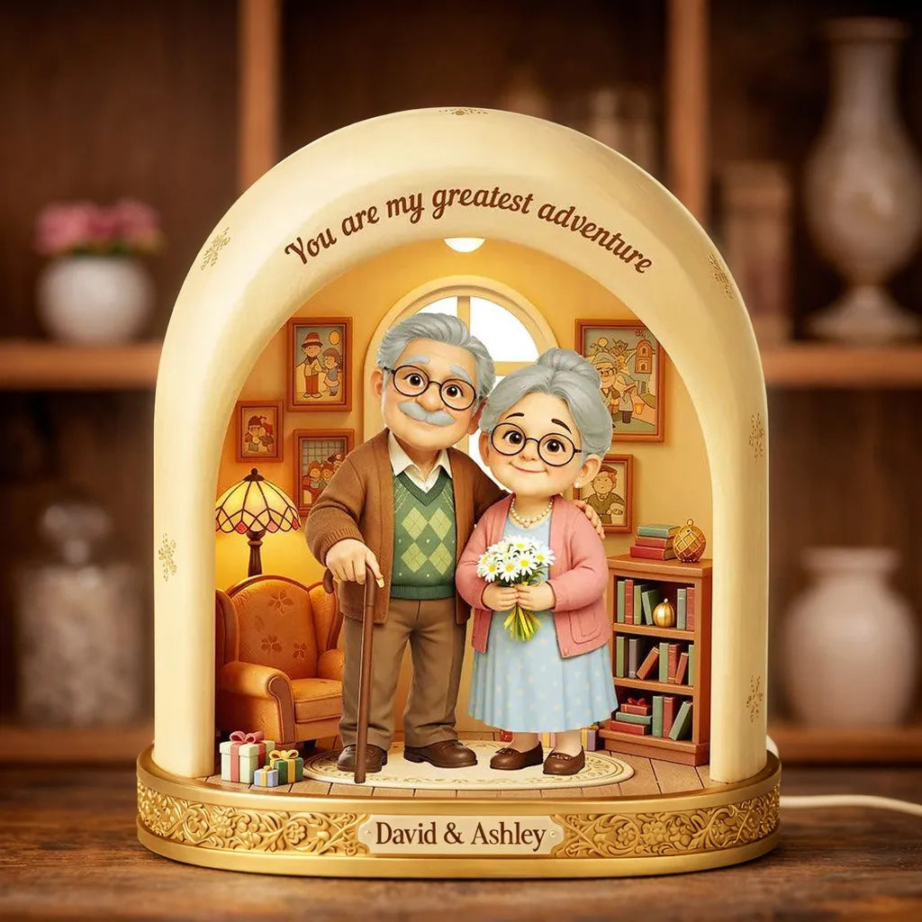 You are my greatest adventure Acrylic Light Box, Personalized Sweet Couple Keepsake Lamp for Bedroom or Bookshelf Gift