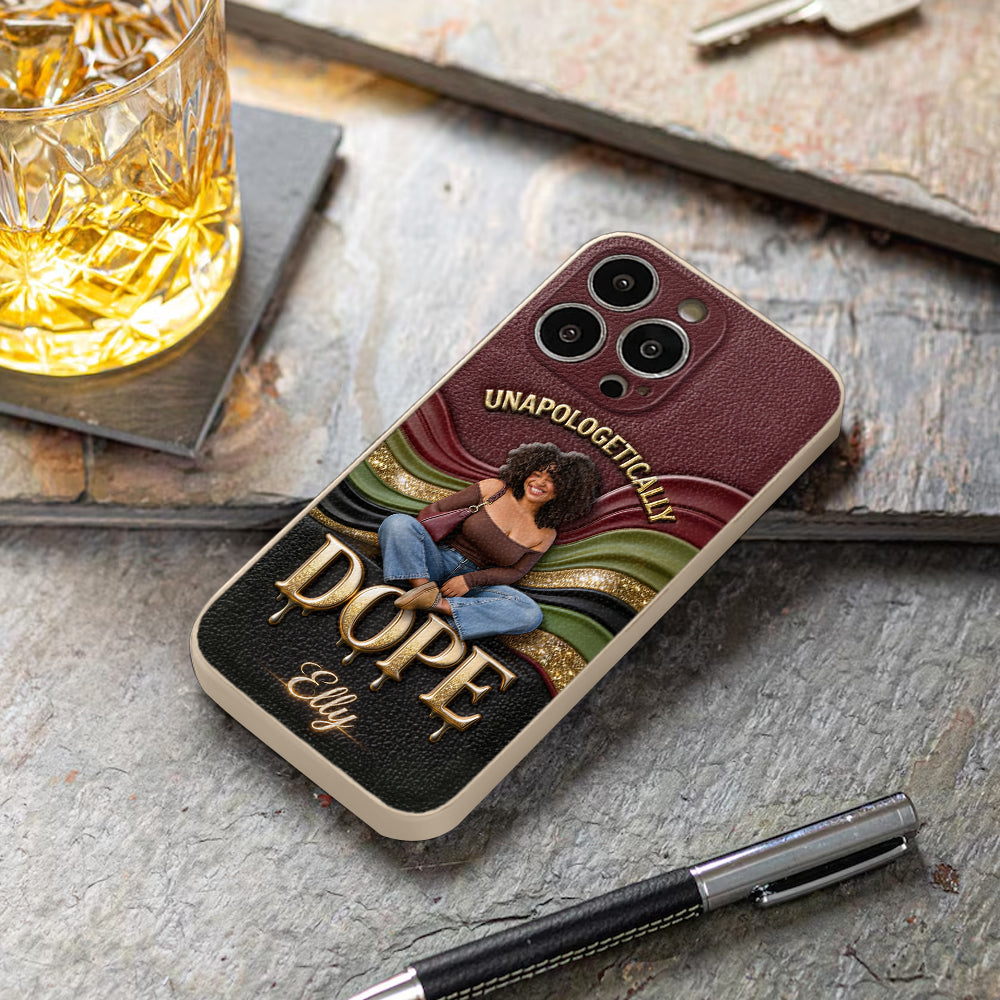Happy Juneteeth, Black History, Black Pride - Personalized African American 3D Embossed Leather Phone Case