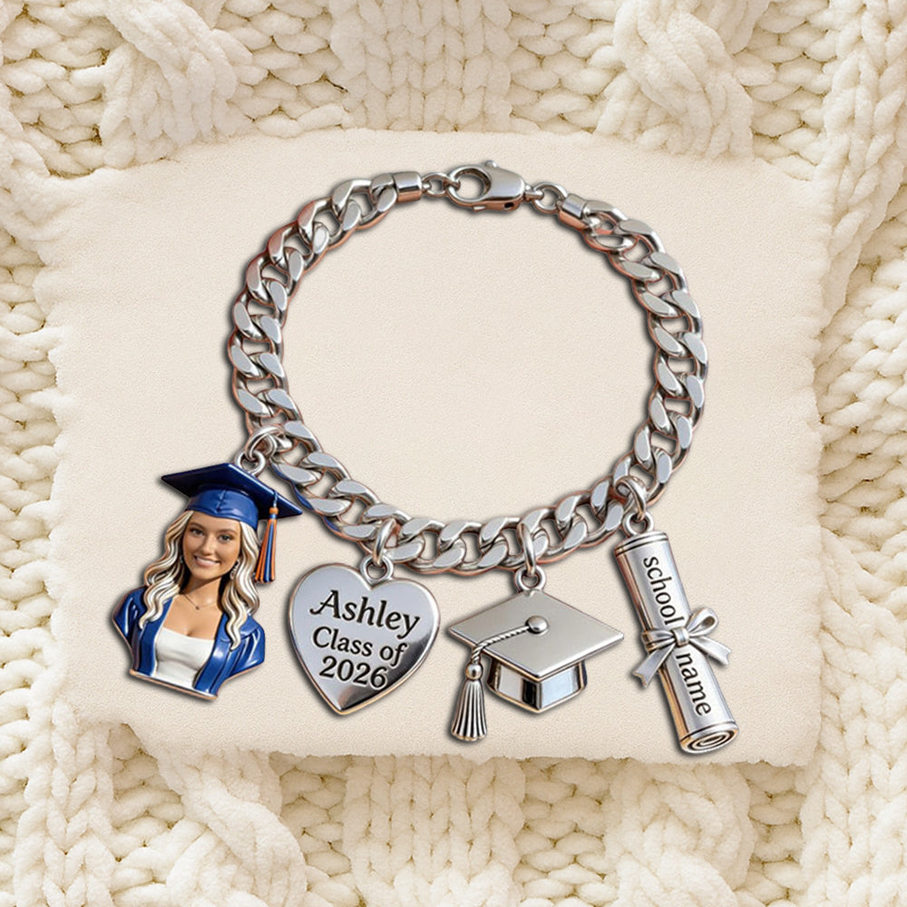 Class Of 2026 - Personalized Graduation Bracelet With Charms