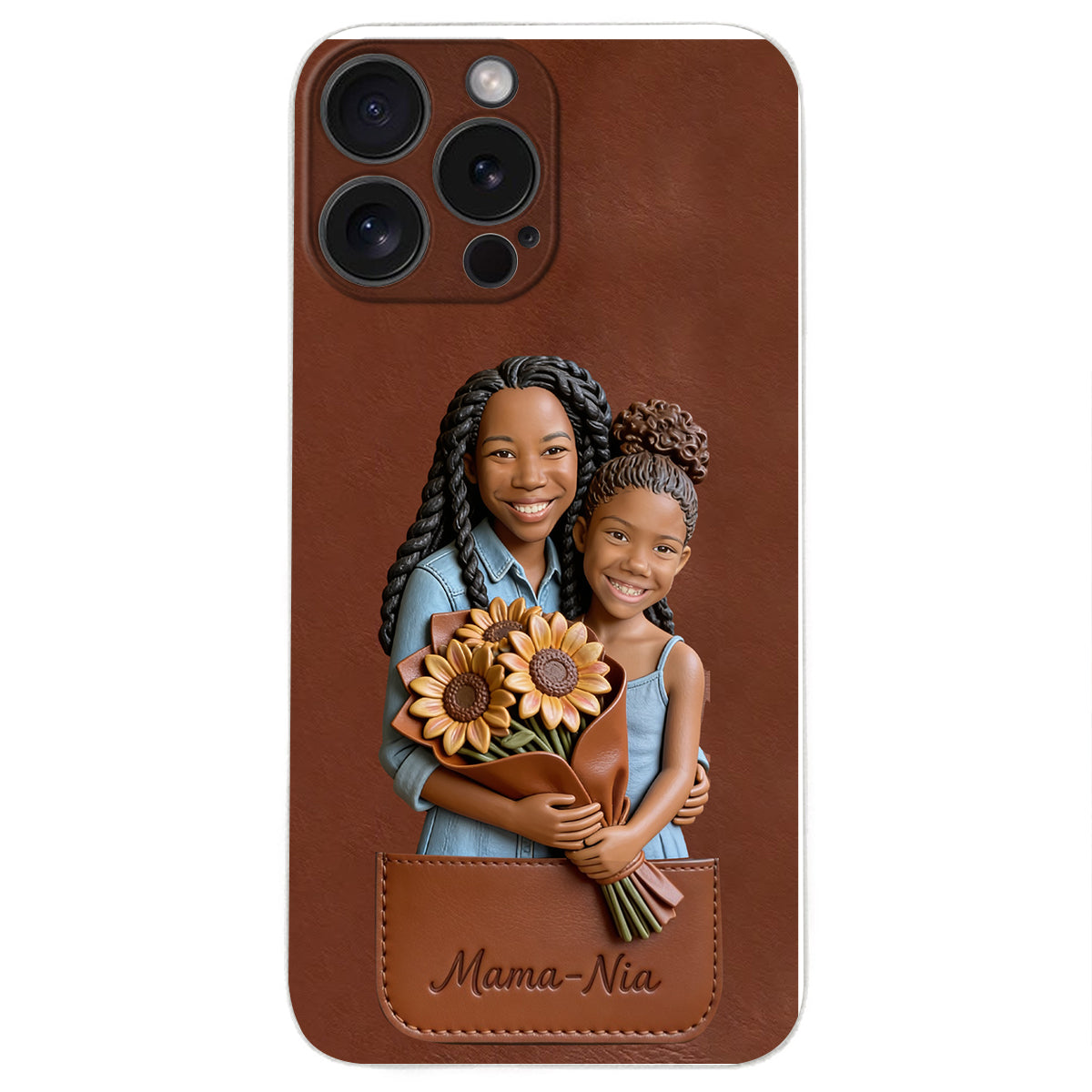 I Love You - Personalized Mother 3D Embossed Leather Phone Case