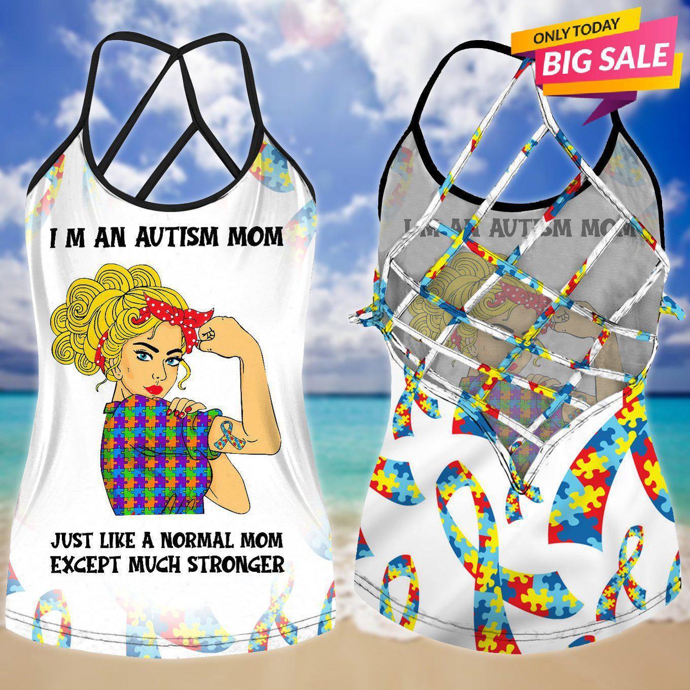 Autism Love - Autism Awareness Cross Tank Top 0921