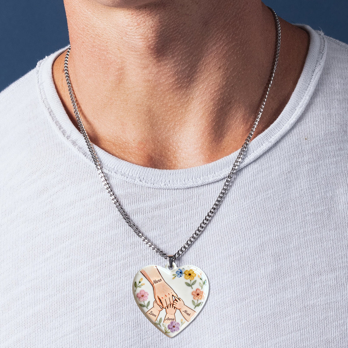 Hold My Hand, Hold My Heart - Personalized Mother Shaped Metal Pendant Necklace