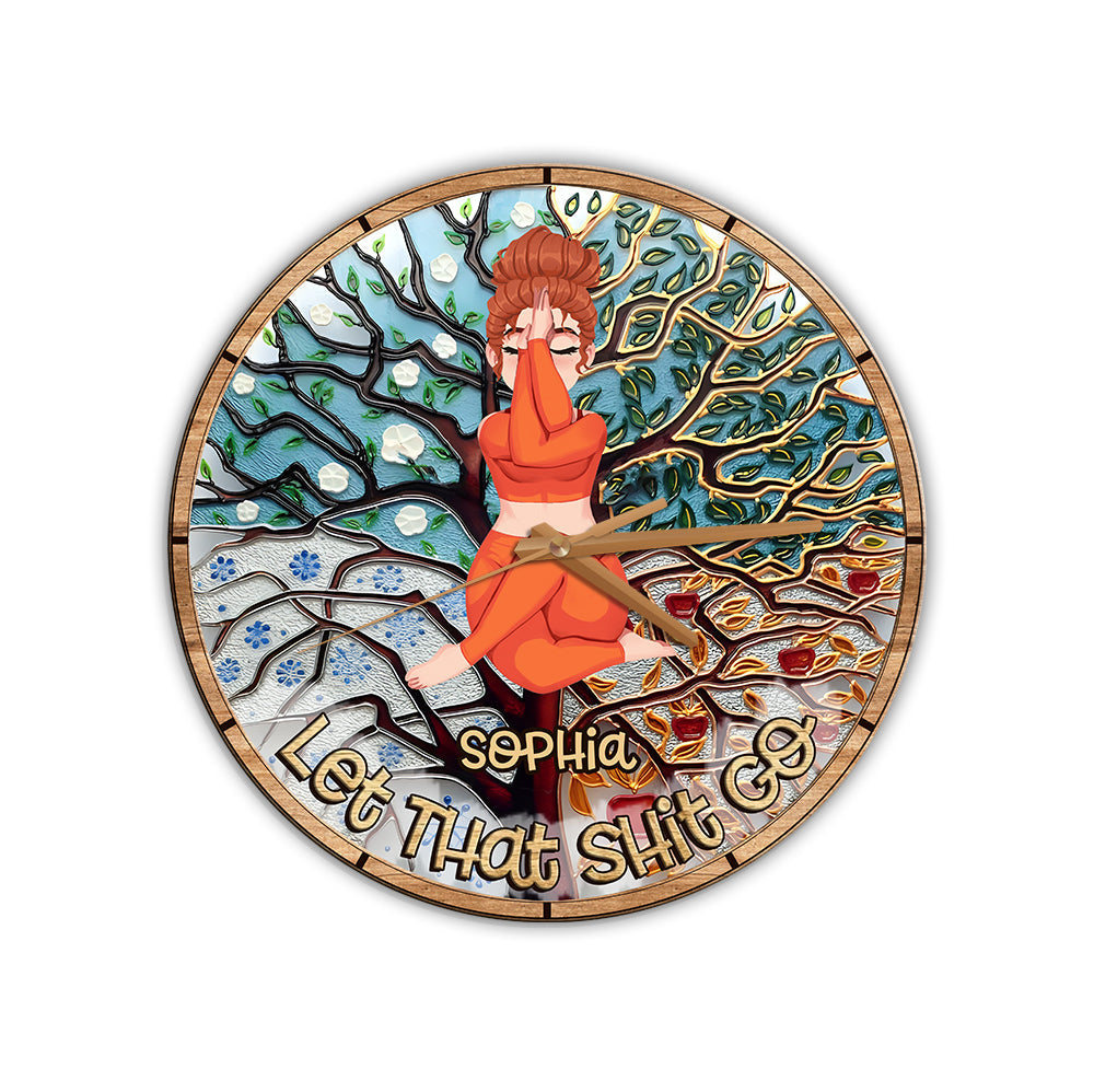 Let That Shit Go - Personalized Yoga Wall Clock