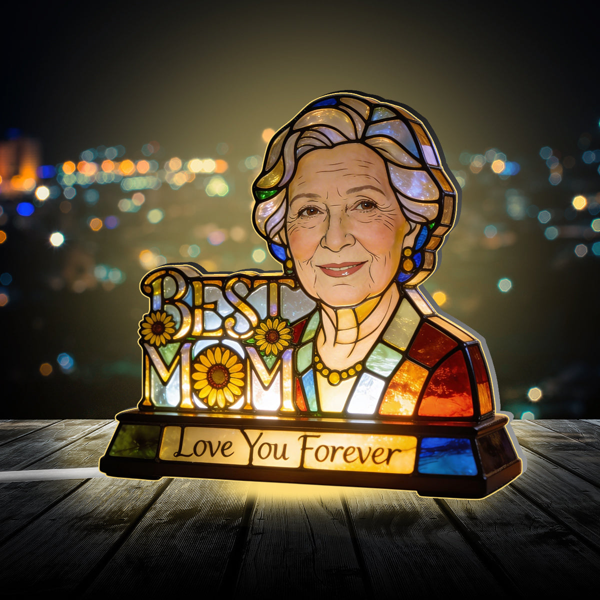 Custom From Photo Mom Grandma Flower - Personalized Mother Acrylic LED Night Light