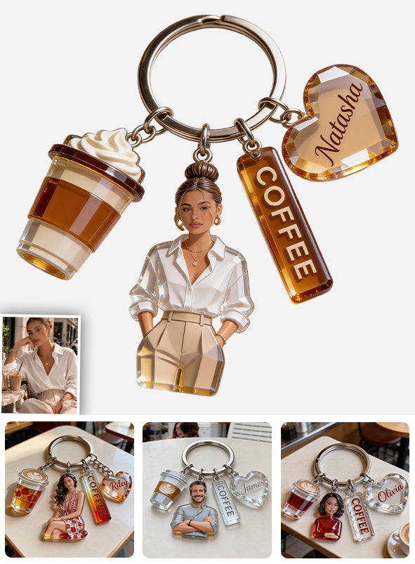 Custom Any Photo - Personalized Coffee Premium Keychain With Charms