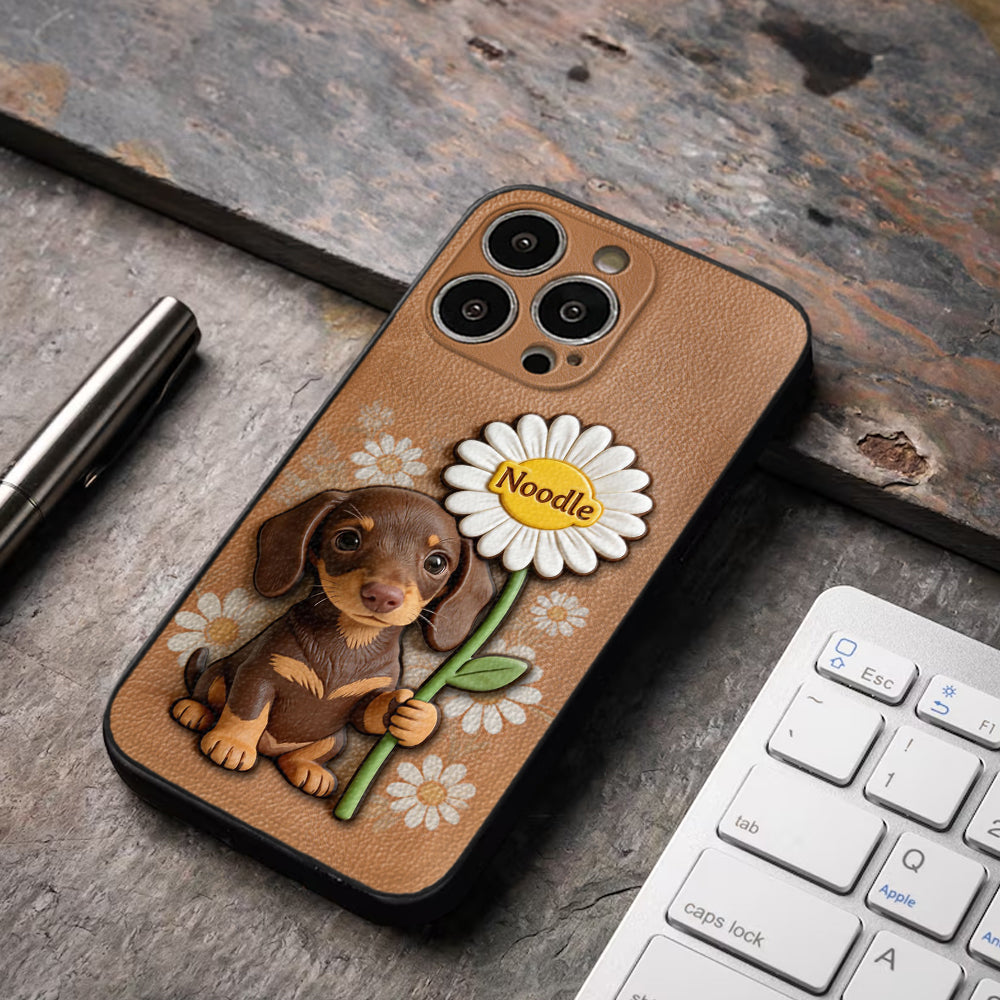 Custom Any Photo - Personalized Dog 3D Embossed Leather Phone Case