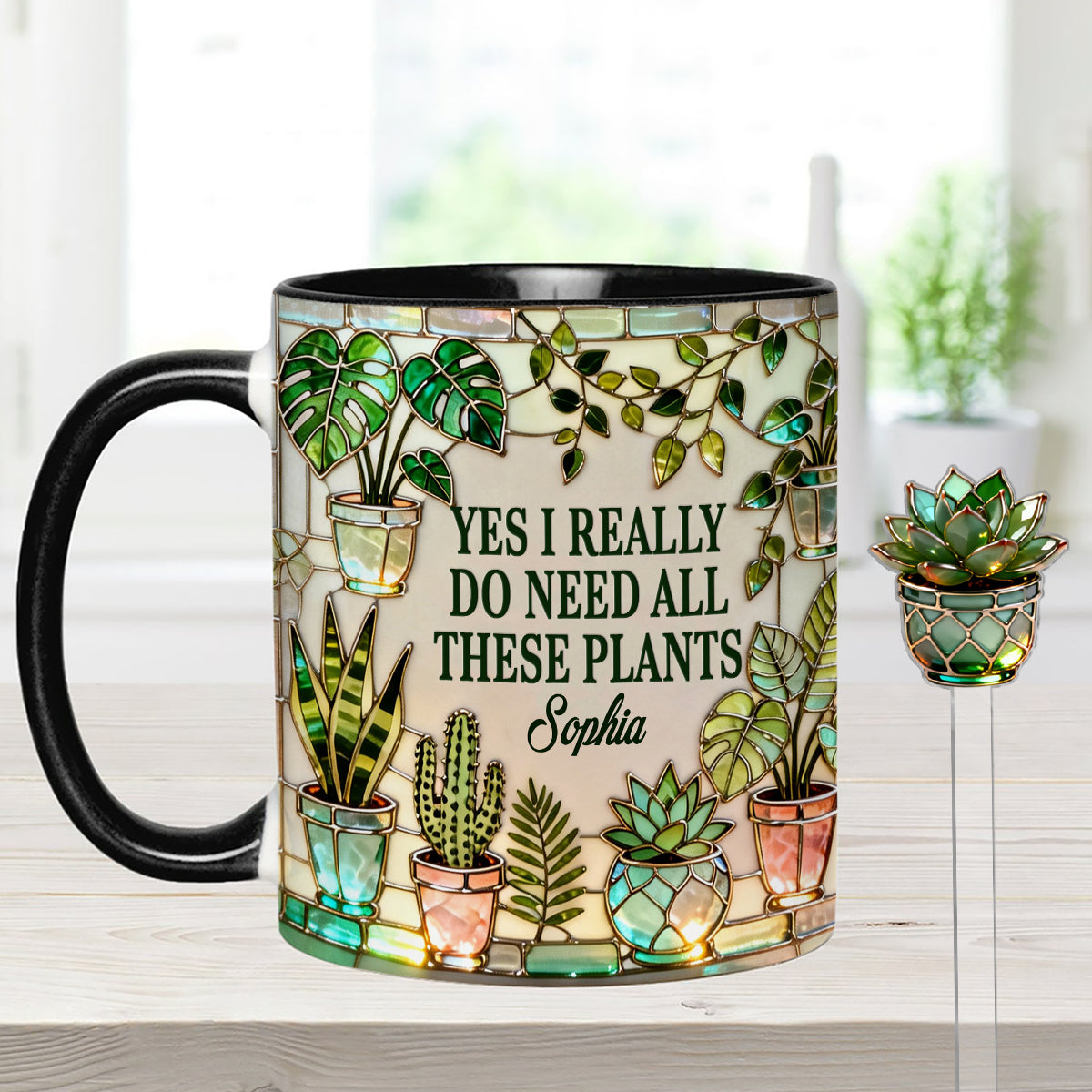 I Really Do Need All These Plants - Personalized Gardening Set Accent Mug with Acrylic Stirrers