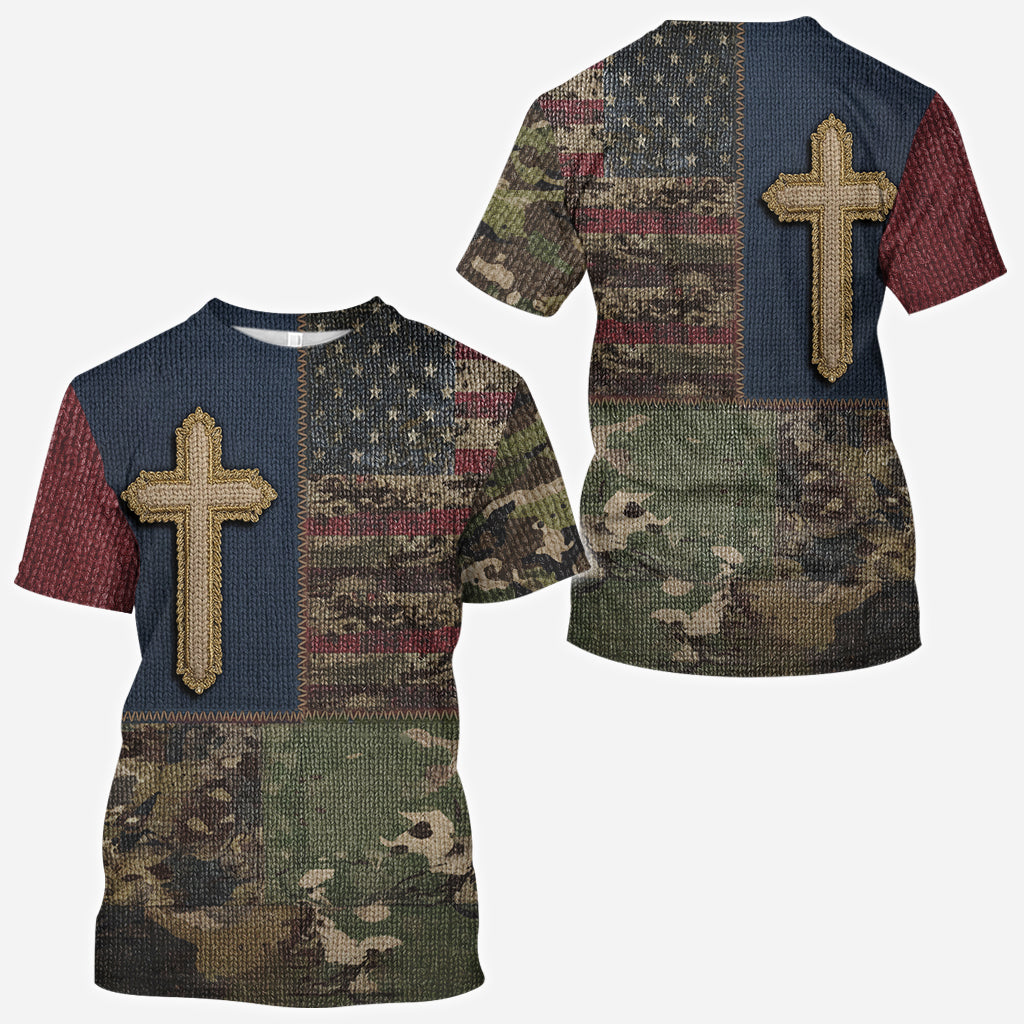 American Flag Cross Faith All Over Print Hoodie - Personalized Christian All Over Shirt