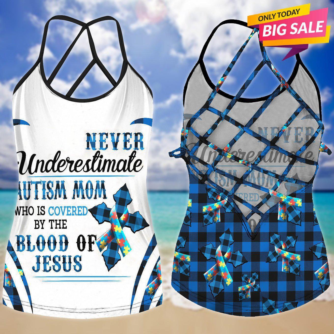Autism Love - Autism Awareness Cross Tank Top 0921