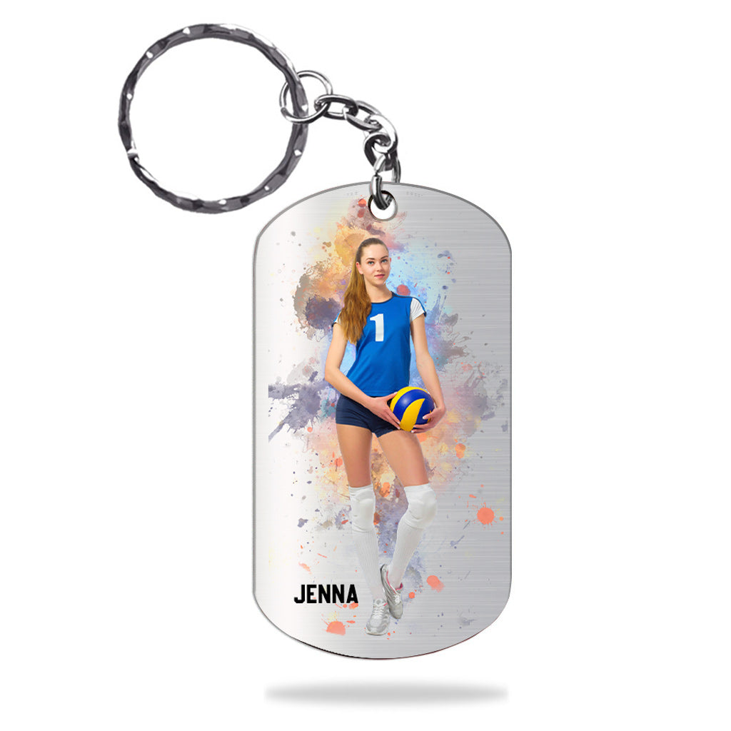Just A Girl With Goals - Personalized Volleyball Stainless Steel Keychain