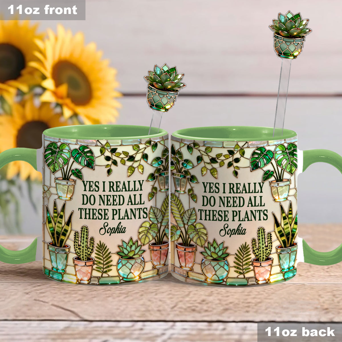 I Really Do Need All These Plants - Personalized Gardening Set Accent Mug with Acrylic Stirrers