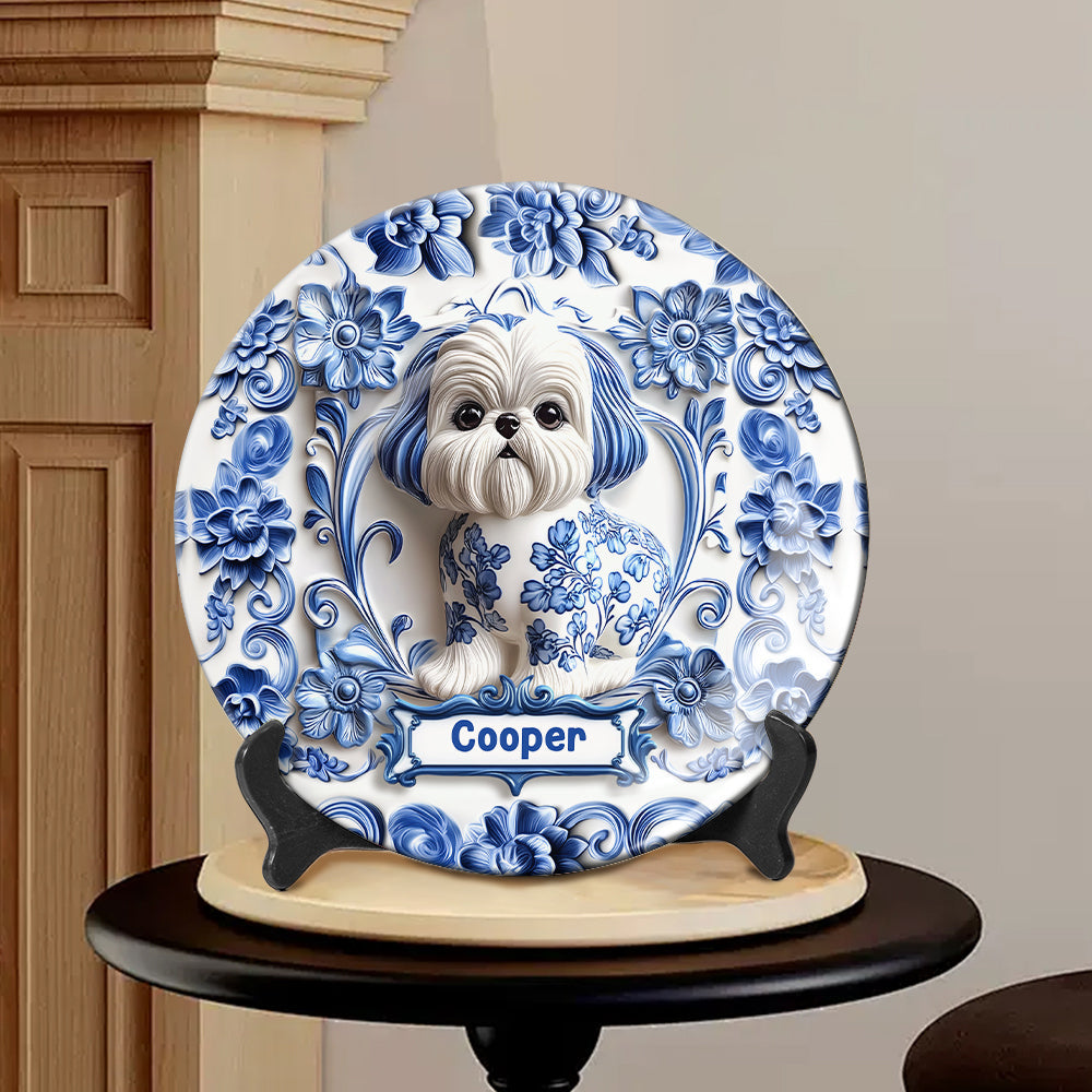 Cute Dog - Personalized Dog Ceramic Round Plate