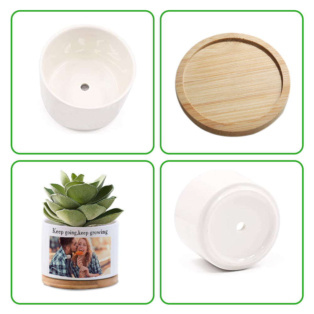 Custom Text & Photo Plant Pot - gift for her, plant mom, wife, mom - Personalized Ceramic Pot