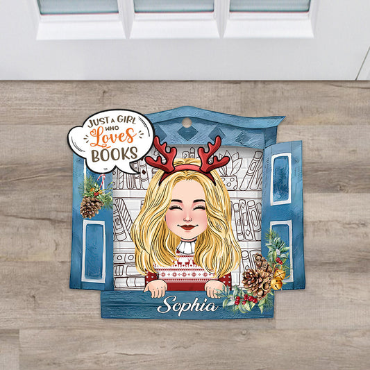 Just A Girl Who Loves Books - Personalized Book Shaped Doormat