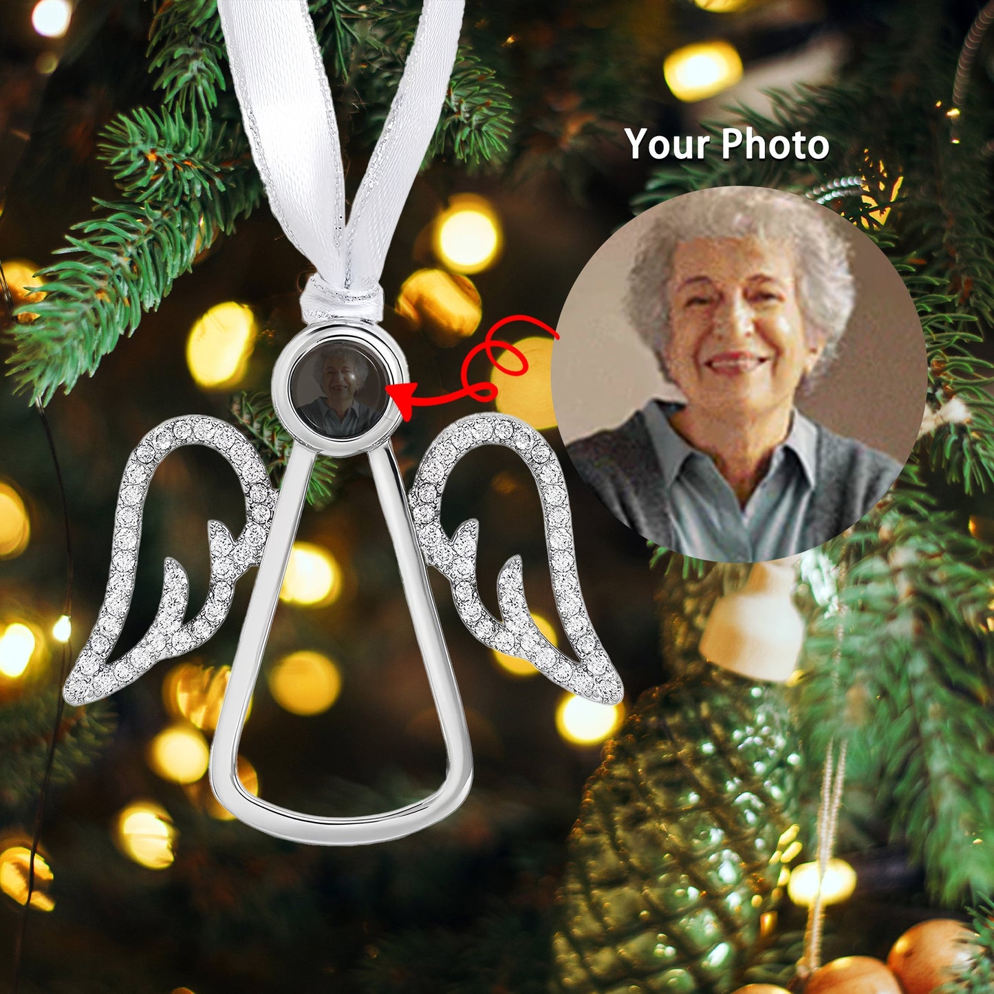 Capture Your Love in Sparkling Elegance - Personalized Photo Ornament