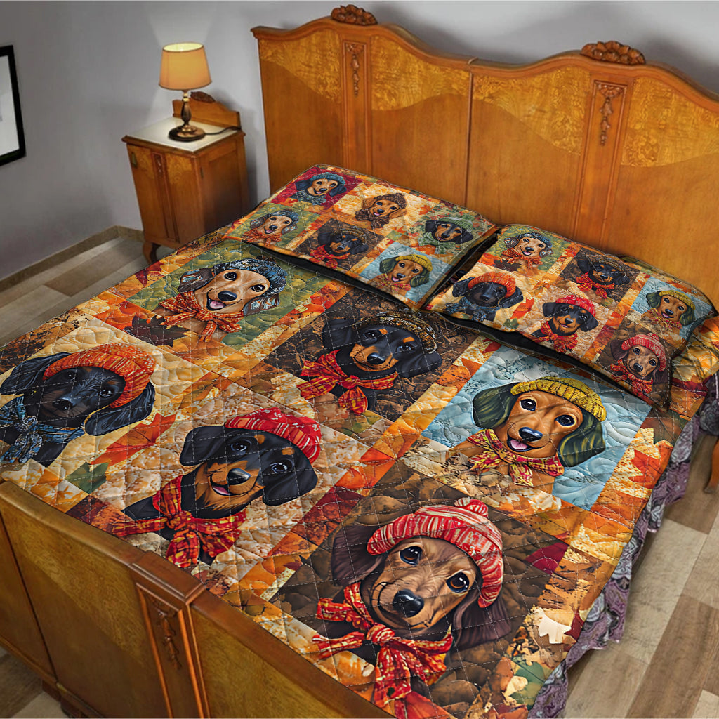 Hello Fall - Dachshund Quilt Set