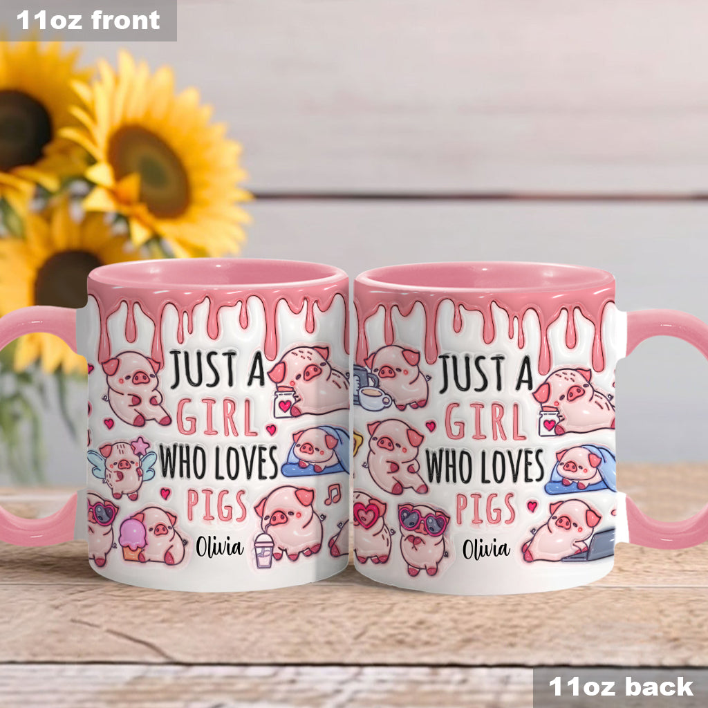 Just A Girl Who Loves Pigs - Personalized Pig Lover Accent Mug