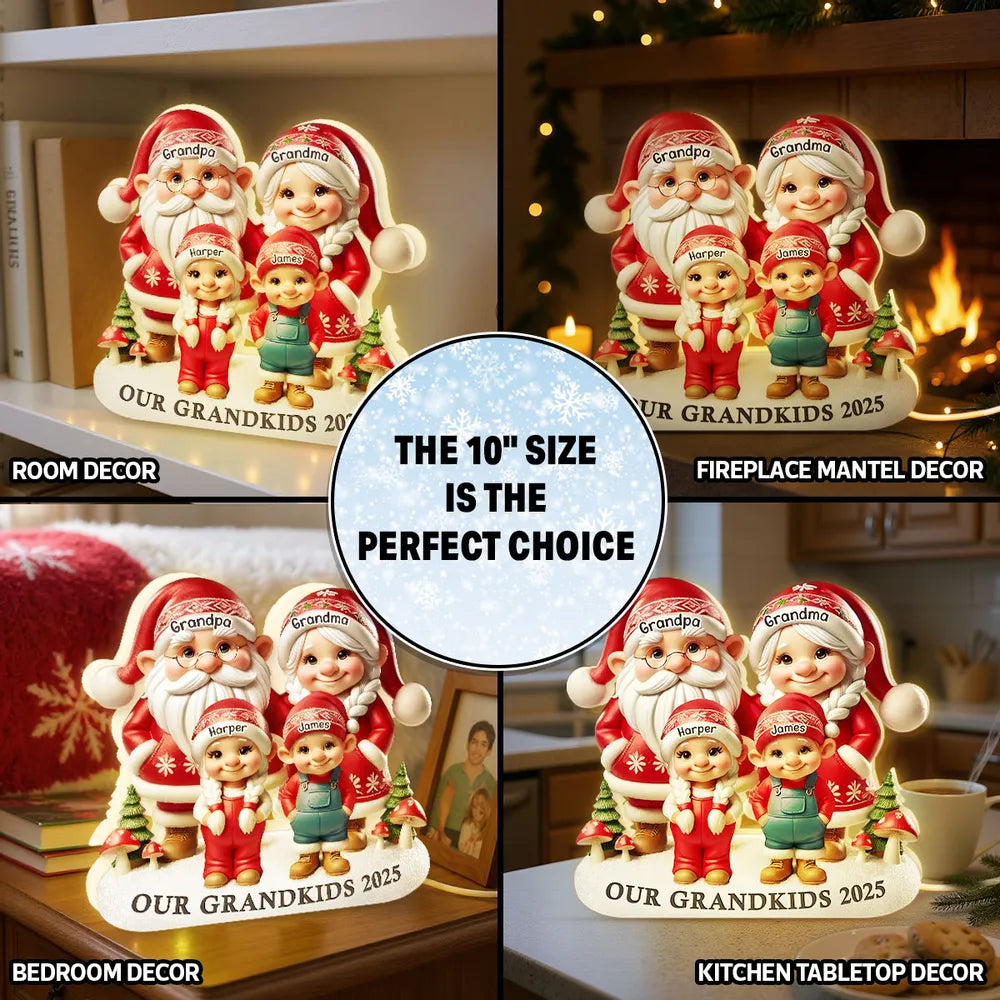 Christmas Acrylic Light Box, Custom Family Characters, Warm Glow Mantel Decor, Unique Gift for Grandma & Grandpa