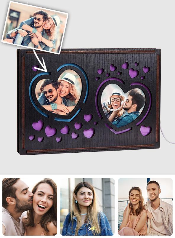 Custom Heart Photo Heart Photo Lamp - gift for boyfriend, girlfriend - Personalized Lamp
