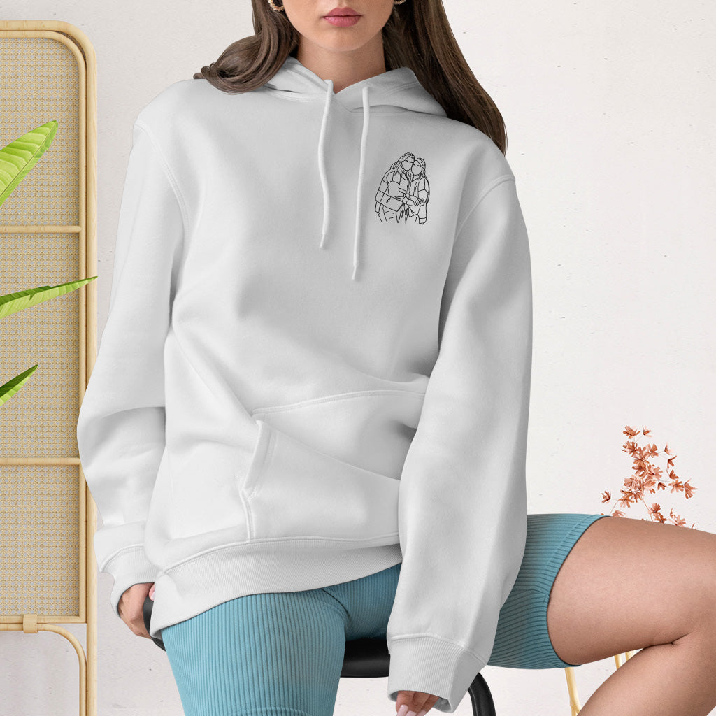 Custom Line Art - Personalized Sibling Embroidered Hoodie