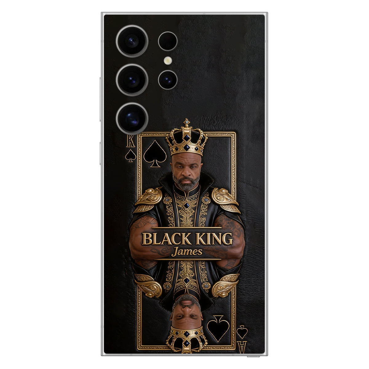 Black King - Personalized African American 3D Embossed Leather Phone Case
