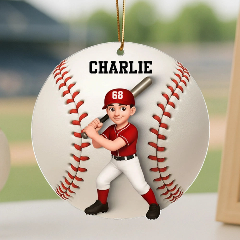 Custom Baseball Player Acrylic Ornament – Personalized Christmas Gift for Baseball Lovers & Teammates