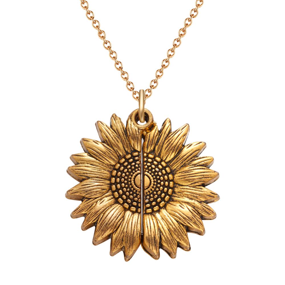 Any Photo Sunflower - Personalized Photo Necklaces Sunflower Locket