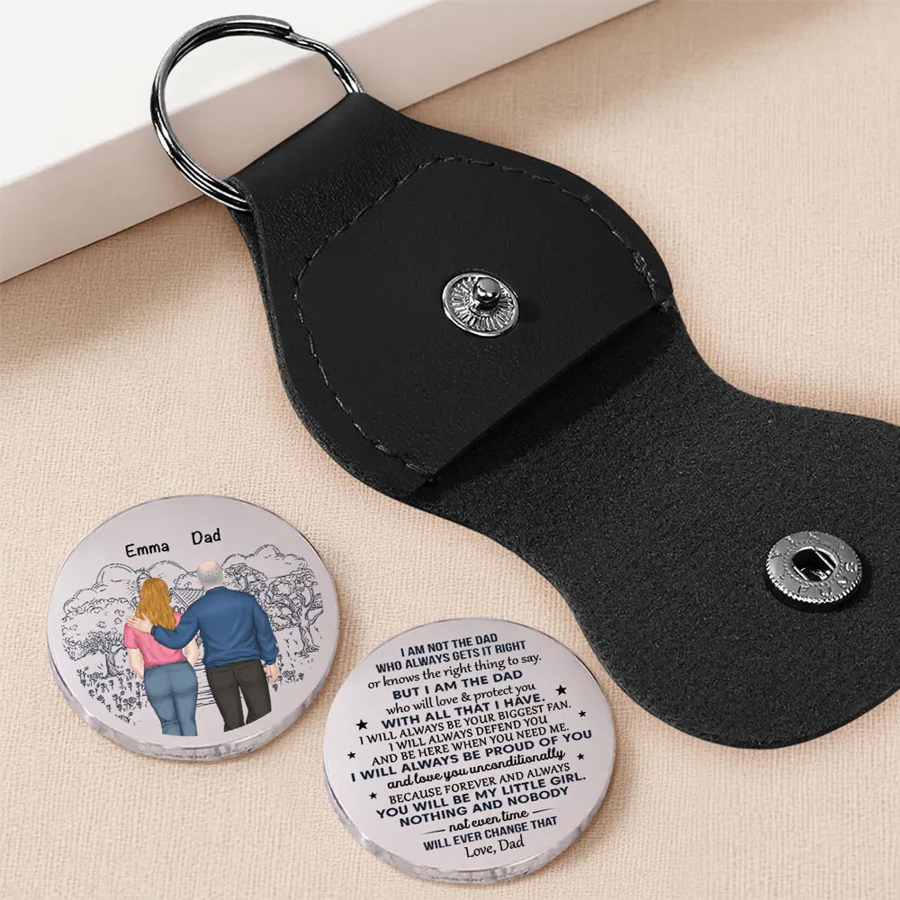 Personalized Pocket Hug for Daughter from Dad, Custom Keepsake Token with Walking Together Art, Unique Gift She Can Carry